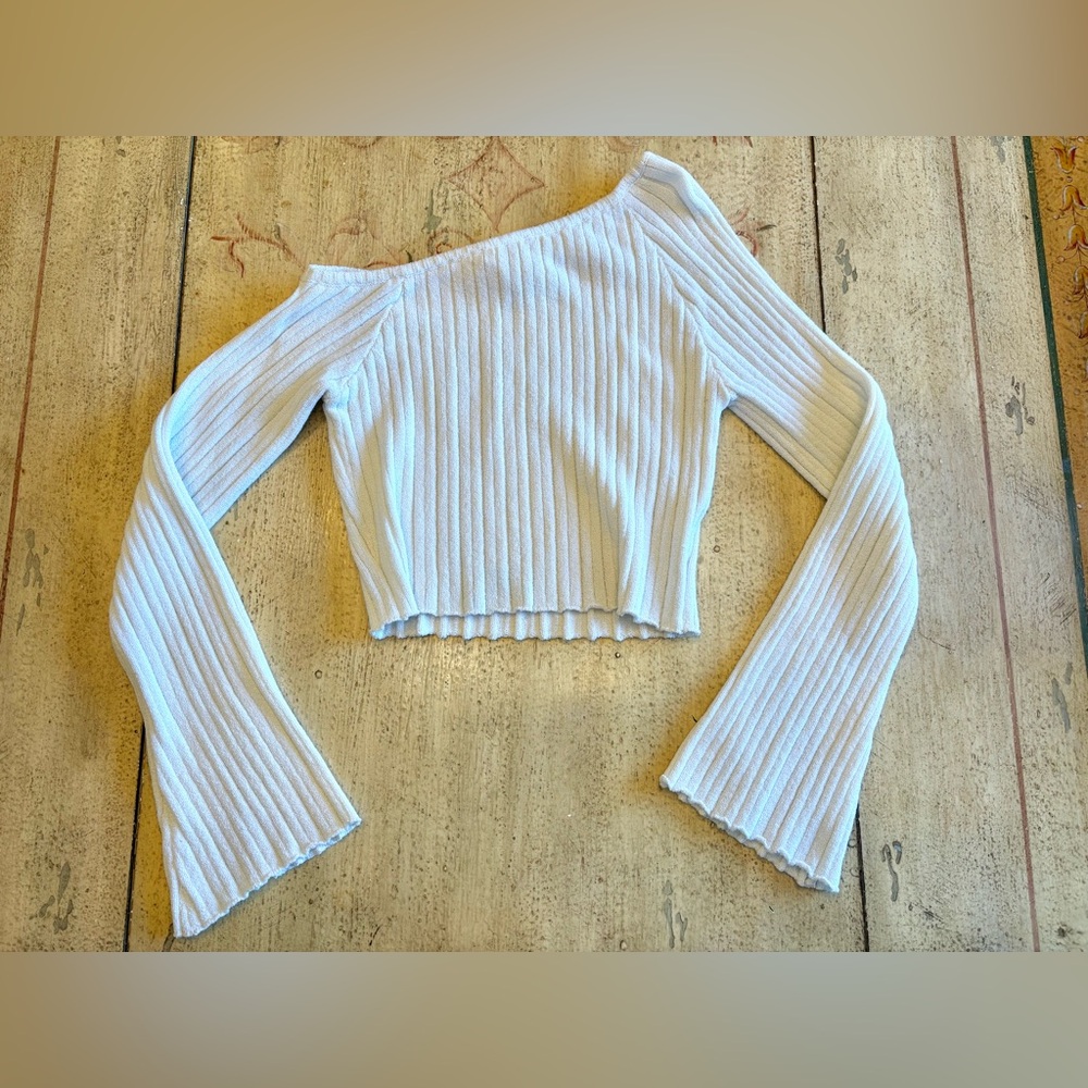Princess Polly White Ribbed Off-the-Shoulder Sweater - Picture 3 of 5
